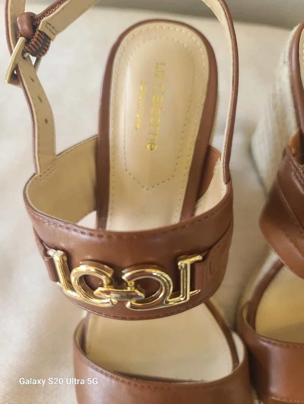 Liz Clairborne Alton Espadrille Wedge Sandals with Gold Accent - Women Size 6.5